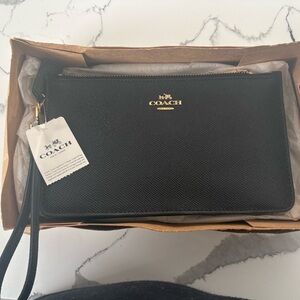 Coach Black Leather Wristlet